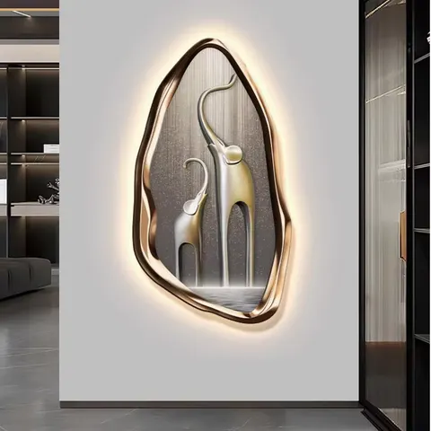 Modern Light Luxury Porch Crystal Inlay Diamond Decorative Painting High-grade Luminous Led Wall Art Home Decor Painting