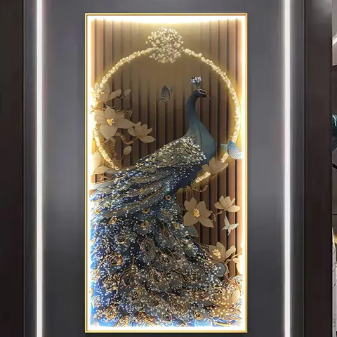 抽象 单幅 装饰画 轻奢风 玄关背景墙挂画 LED带灯画