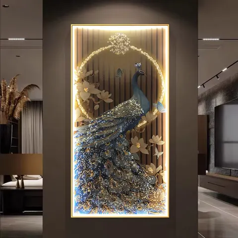 抽象 单幅 装饰画 轻奢风 玄关背景墙挂画 LED带灯画