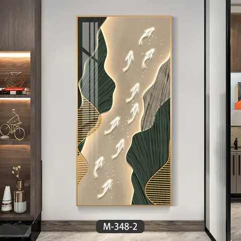 Modern Light Luxury Porch Landscape Painting Crystal Porcelain Painting Wall Art LED Light Painting Home Decor Painting