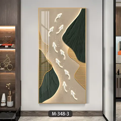山水 单幅 装饰画 轻奢风 玄关背景墙挂画 LED带灯画