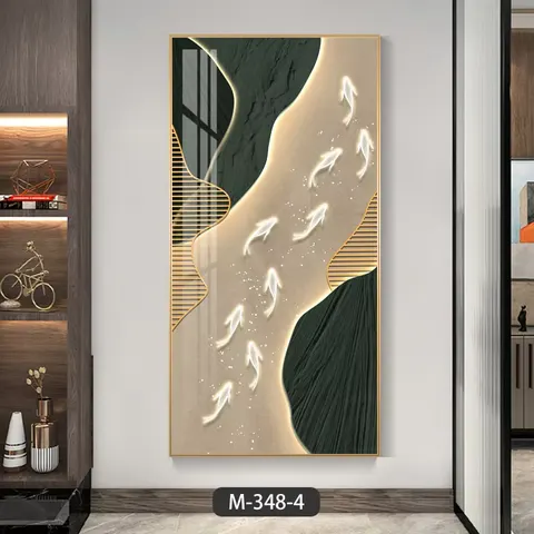 山水 单幅 装饰画 轻奢风 玄关背景墙挂画 LED带灯画