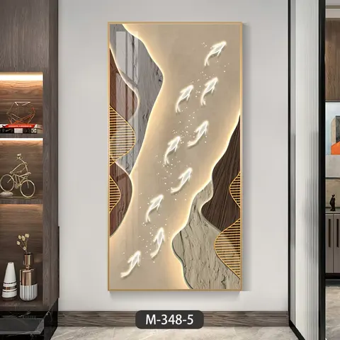 山水 单幅 装饰画 轻奢风 玄关背景墙挂画 LED带灯画