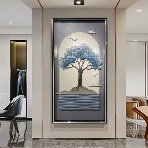 Modern Light Luxury Porch Wall Decor Painting Atmospheric Gold Money Leaf Elk 3D Stereo in Kind Hang a Painting