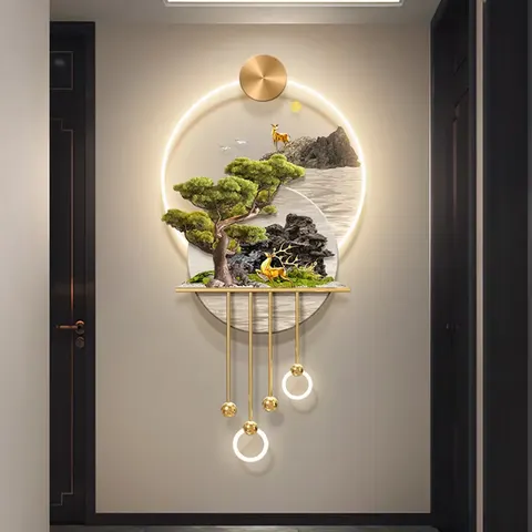 Modern Light Luxury Welcome Pine Decorative Painting 3D Acrylic Led Art Acrylic Led Wall Art 3D Acrylic Led Wall Art