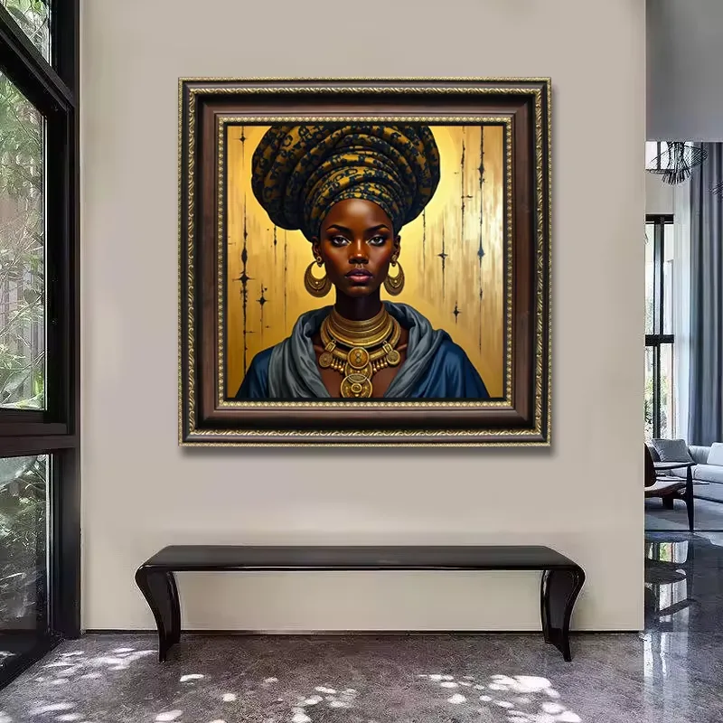 Modern Living Room Bedroom Home Decor Paintings Canvas Print African Queen Tribal Girl Black Woman Figure Portrait