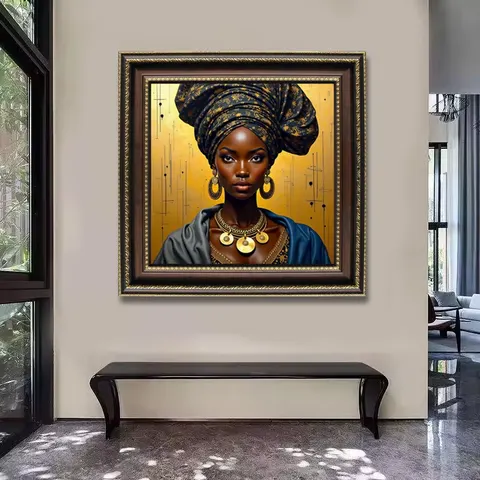Modern Living Room Bedroom Home Decor Paintings Canvas Print African Queen Tribal Girl Black Woman Figure Portrait