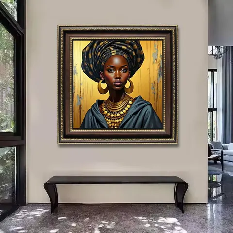 Modern Living Room Bedroom Home Decor Paintings Canvas Print African Queen Tribal Girl Black Woman Figure Portrait