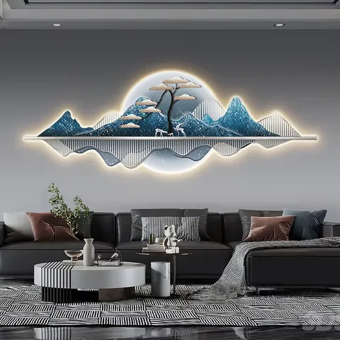 Modern Living Room Sofa Background Wall Art Decor Painting Horizontal LED Painting Glow Bedroom Bedside Painting