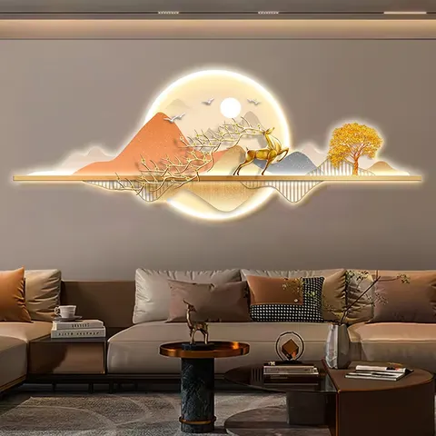 Modern Living Room Sofa Background Wall Art Decor Painting Horizontal LED Painting Glow Bedroom Bedside Painting