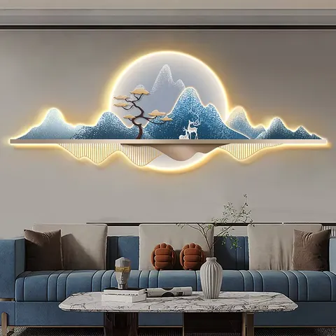 Modern Living Room Sofa Background Wall Art Decor Painting Horizontal LED Painting Glow Bedroom Bedside Painting
