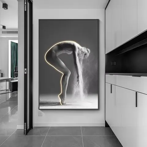 Modern Living Room Sofa Background Wall Art Decor Painting Corridor Yoga Luxury Woman Led Glow Painting