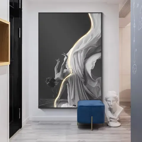 Modern Living Room Sofa Background Wall Art Decor Painting Corridor Yoga Luxury Woman Led Glow Painting
