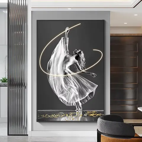 Modern Living Room Sofa Background Wall Art Decor Painting Corridor Yoga Luxury Woman Led Glow Painting