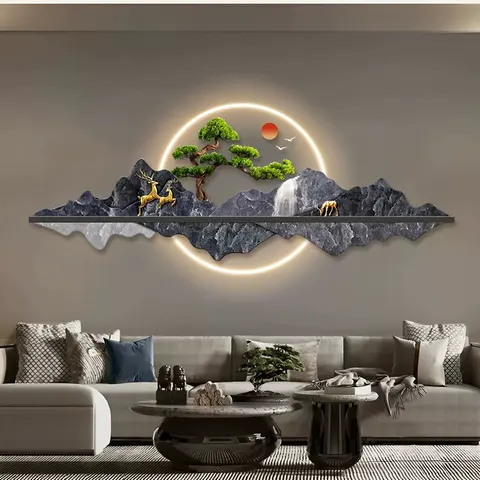 Modern Living Room Sofa Background Wall Decoration Painting Horizontal LED Lamp Painting Living Room Wall Art Decor