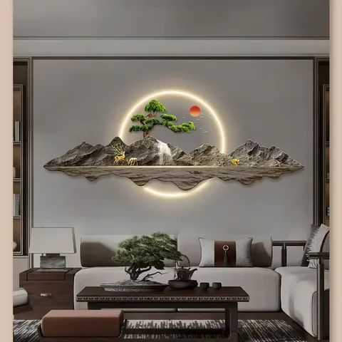 Modern Living Room Sofa Background Wall Decoration Painting Horizontal LED Lamp Painting Living Room Wall Art Decor