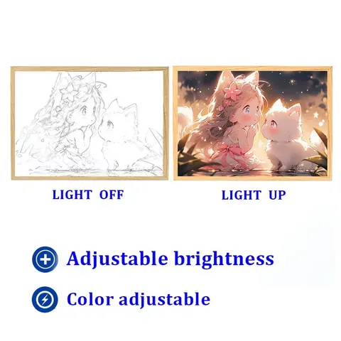 Modern Living Room Sofa Background Wall Decoration Painting 3 Color Picture Light Acrylic Adjustable LED Light Frame