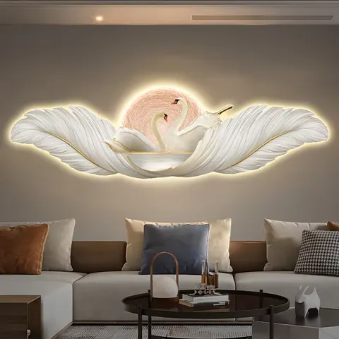 Modern Luxurious Feathers Art Decoration Living Room Sofa Background Wall LED Decorative Painting