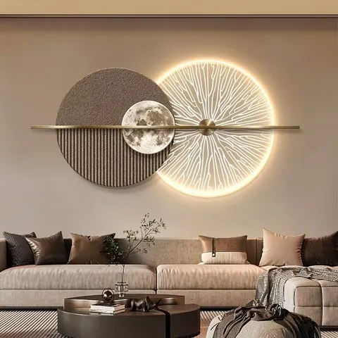 Modern Luxury 3D Metal and Acrylic Wall Sconces, Abstract Sofa Backdrop Wall Art, High-End Gold Home Decor Hanging Options