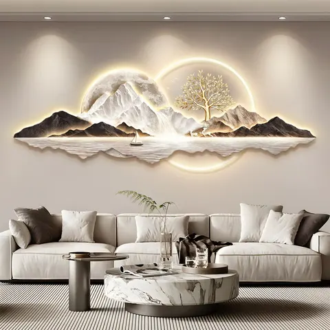 Modern Luxury Atmosphere Wall Surface Mural Painting Sofa Background Wall UV Engraving Acrylic LED Paintings