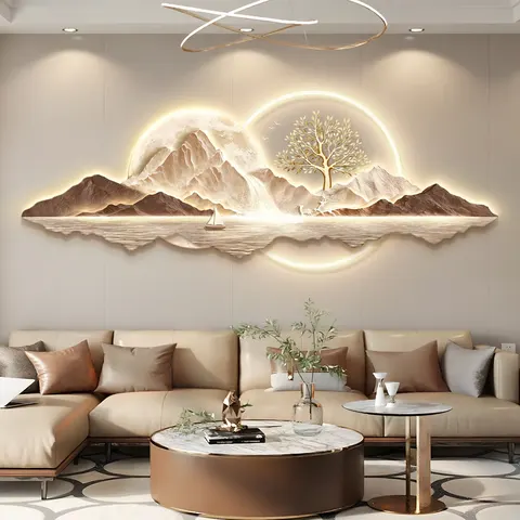 Modern Luxury Atmosphere Wall Surface Mural Painting Sofa Background Wall UV Engraving Acrylic LED Paintings
