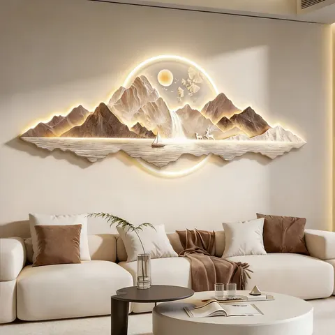 Modern Luxury Atmosphere Wall Surface Mural Painting Sofa Background Wall UV Engraving Acrylic LED Paintings