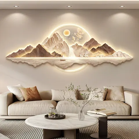 Modern Luxury Atmosphere Wall Surface Mural Painting Sofa Background Wall UV Engraving Acrylic LED Paintings