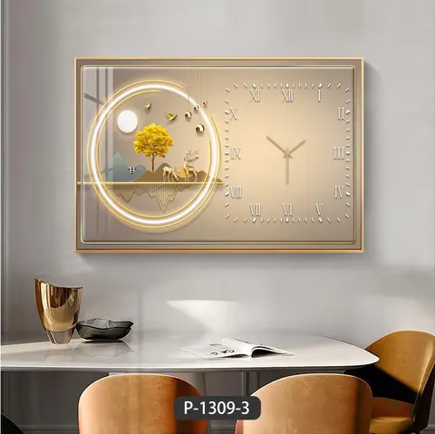 Modern Luxury Crystal Porcelain Decorative Painting Block Meter Box with Clock for Home and Restaurant Wall Murals Decor