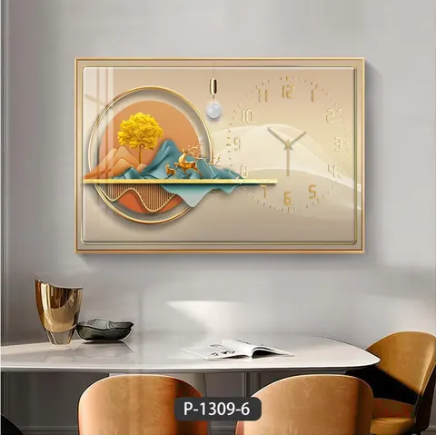 Modern Luxury Crystal Porcelain Decorative Painting Block Meter Box with Clock for Home and Restaurant Wall Murals Decor