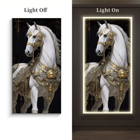 Modern Luxury Diamond Mural Golden Horse Crystal Animal Art Painting Perfect for Living Room and Hotel Wall Decor