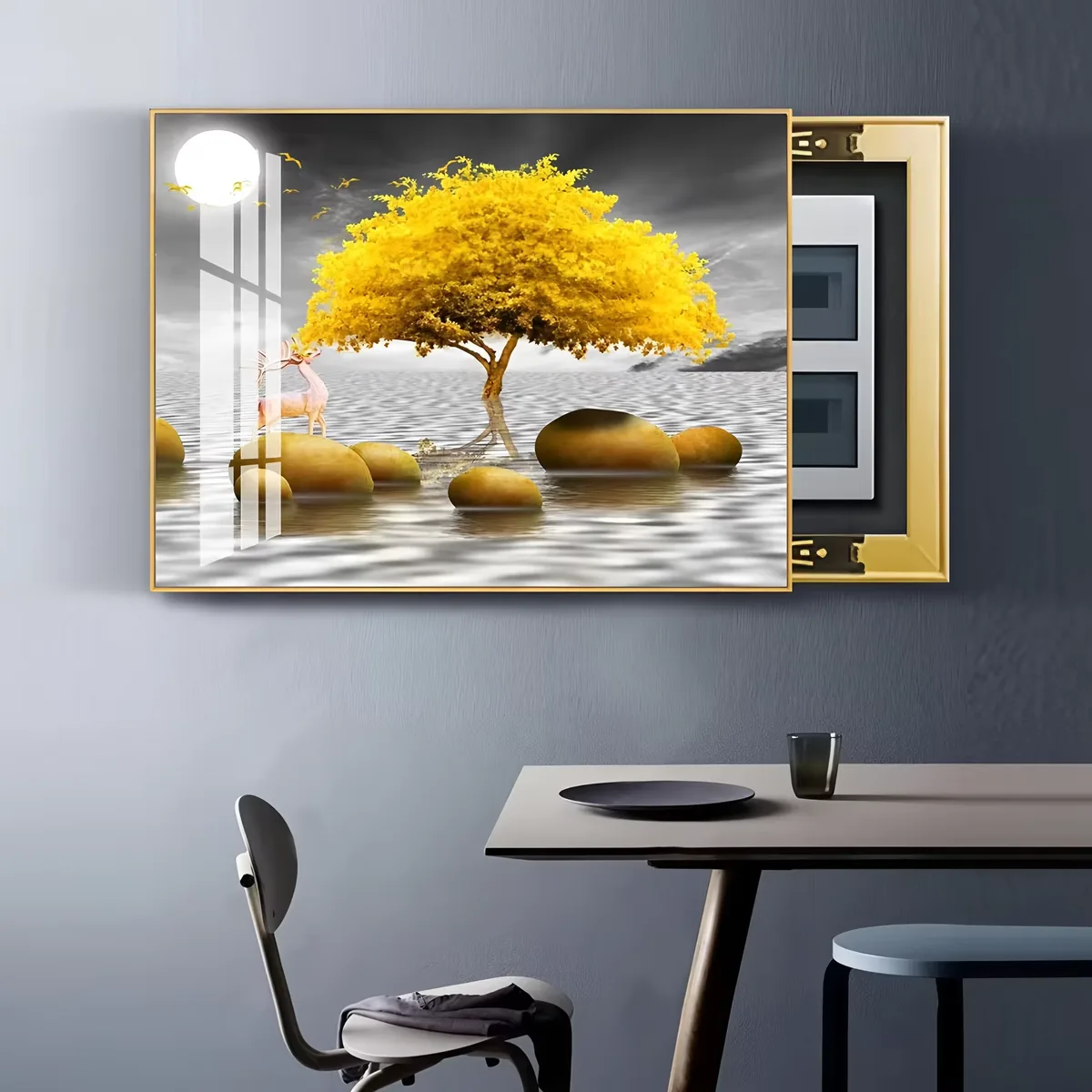 Modern Luxury Electric Box Cover Crystal Porcelain Art Decor Painting Custom Restaurant Background Wall Home Decor Paintings