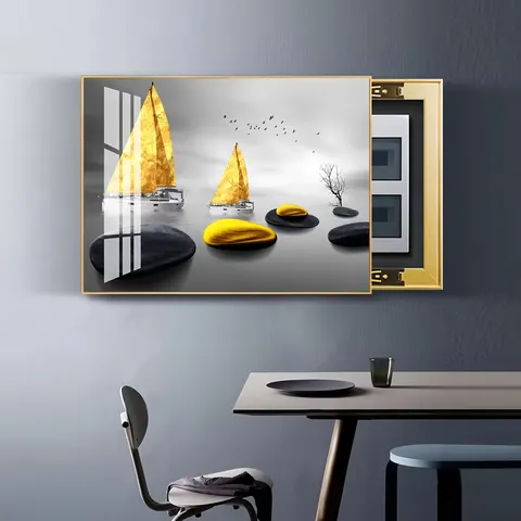 Modern Luxury Electric Box Cover Crystal Porcelain Art Decor Painting Custom Restaurant Background Wall Home Decor Paintings