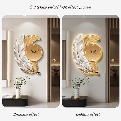 Modern Luxury Elegance Feathers Living Room Background Wall Art Home Decor Paintings Creativity Feathers Glowed LED Painting