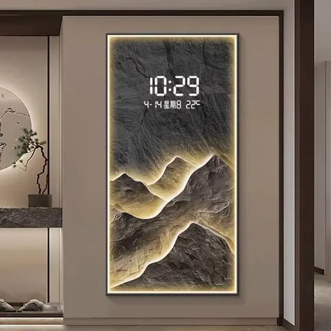 Modern Luxury Led Digital Electronic Screen Clock Wall Decor Painting Creative Clock Living Room Household Acrylic Painting