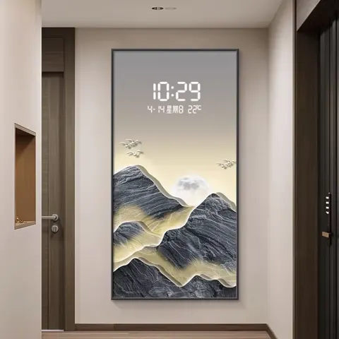Modern Luxury Led Digital Electronic Screen Clock Wall Decor Painting Creative Clock Living Room Household Acrylic Painting