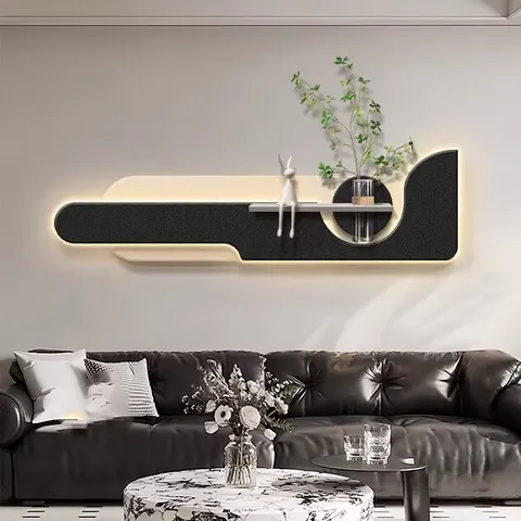 Modern Luxury Living Room Art Decor Led Painting Minimalism Sofa Background Wall Three-dimensional Sandstone Mural
