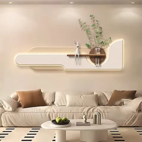 Modern Luxury Living Room Art Decor Led Painting Minimalism Sofa Background Wall Three-dimensional Sandstone Mural
