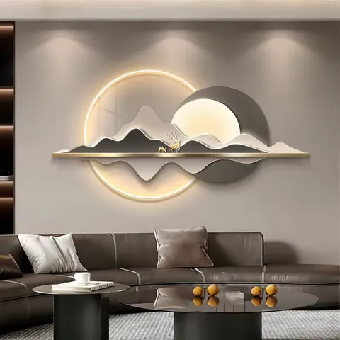 Modern Luxury Living Room Art Home Decor Painting UV Engraving Sofa Background Wall Glowed Acrylic Led Painting