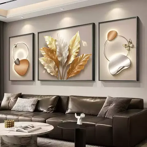Modern Luxury Living Room Decor: Artist Da Ye's New High-End Triptych Wall Art for Behind the Sofa