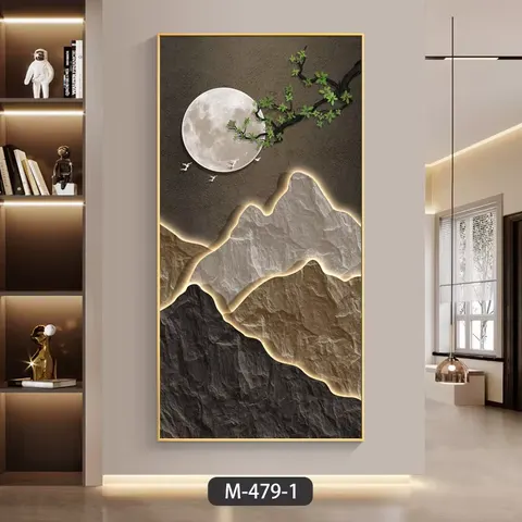 Modern Luxury Mountain Painting LED Glow Crystal Art Decor Entrance Porch for Living Room Office Wall Painting