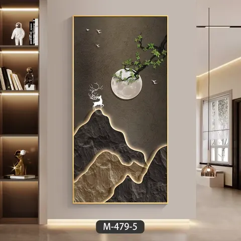 Modern Luxury Mountain Painting LED Glow Crystal Art Decor Entrance Porch for Living Room Office Wall Painting