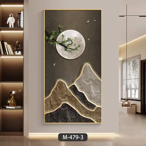 Modern Luxury Mountain Painting LED Glow Crystal Art Decor Entrance Porch for Living Room Office Wall Painting
