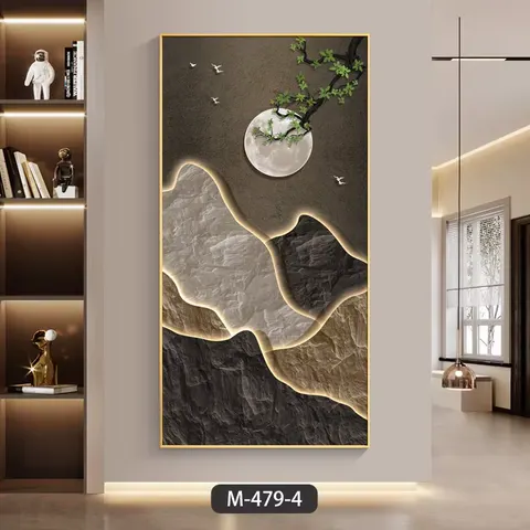 Modern Luxury Mountain Painting LED Glow Crystal Art Decor Entrance Porch for Living Room Office Wall Painting