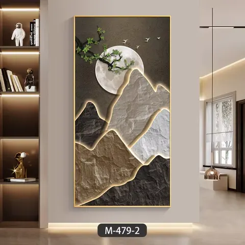 Modern Luxury Mountain Painting LED Glow Crystal Art Decor Entrance Porch for Living Room Office Wall Painting