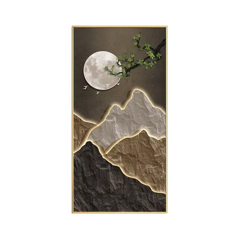 Modern Luxury Mountain Painting LED Glow Crystal Art Decor Entrance Porch for Living Room Office Wall Painting