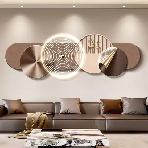 Modern Luxury Style Living Room Backdrop Wall Illumination LED Decorative Painting Art UV Engraving Acrylic LED Painting