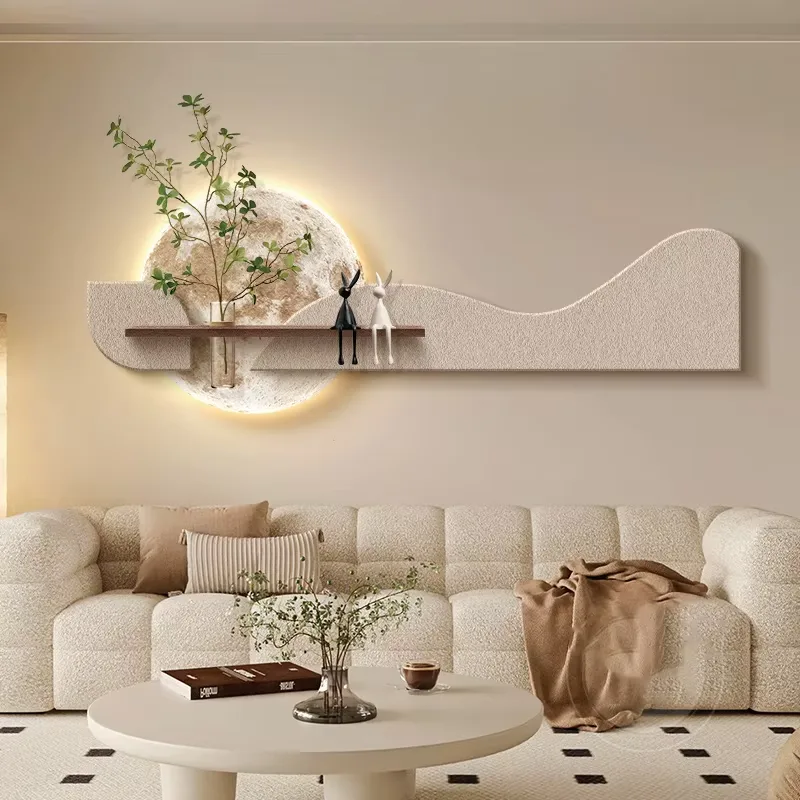 Modern Luxury Three-dimensional Sandstone Home Furnishings Art Decor Painting Sofa Background Wall Glowed LED Painting