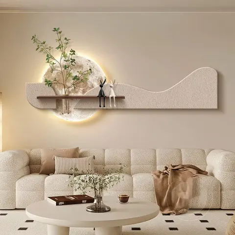 Modern Luxury Three-dimensional Sandstone Home Furnishings Art Decor Painting Sofa Background Wall Glowed LED Painting