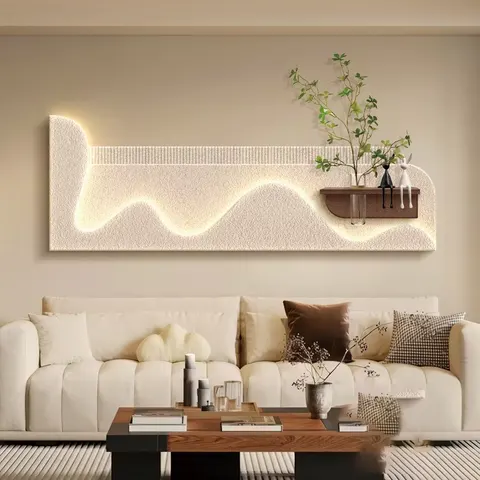 Modern Luxury Three-dimensional Sandstone Home Furnishings Art Decor Painting Sofa Background Wall Glowed LED Painting