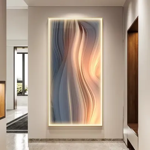 Modern, Minimalist, Large-Scale Abstract Crystal Wall Art: High-End Hotel Lobby Murals and Luxury Living Room Decor